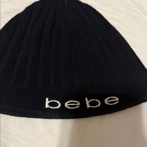 Bebe Black Ribbed Beanie